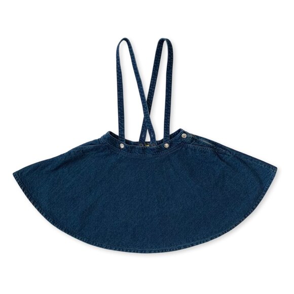 Lee Denim Jean Short Skirt Suspender Overalls Prep Western Coastal Cowgirl Boho - Picture 3 of 13